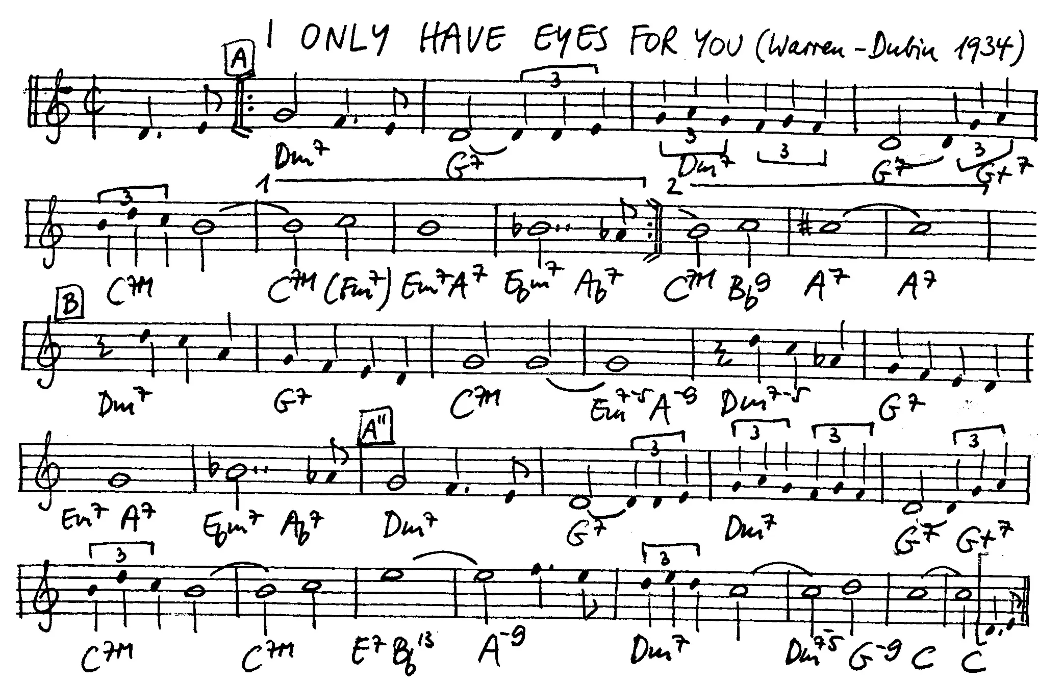 i only have eyes for you free jazz leadsheet - Courtesy of the Jungle Jazz Band